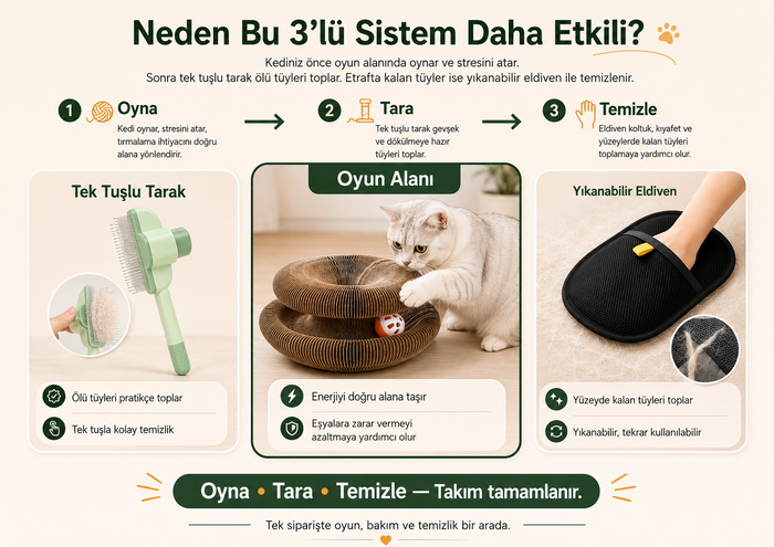 Mavera PatiForm™ Kedi Oyun, Tırmalama ve Tüy Bakım Paketi