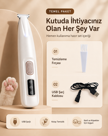 Kedi ve Köpekler İçin LED Işıklı Pati & Hassas Bölge Tıraş Makinesi