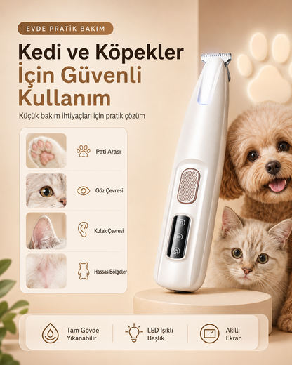 Kedi ve Köpekler İçin LED Işıklı Pati & Hassas Bölge Tıraş Makinesi