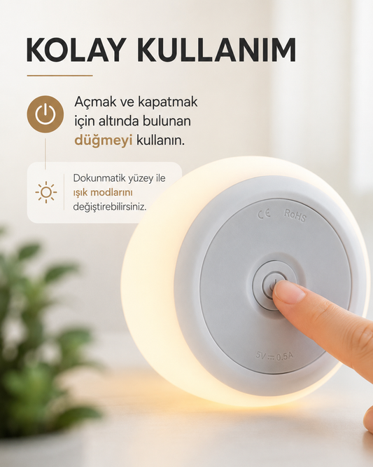 Kedi Tasarımlı Renk Değiştiren Dokunmatik Gece Lambası