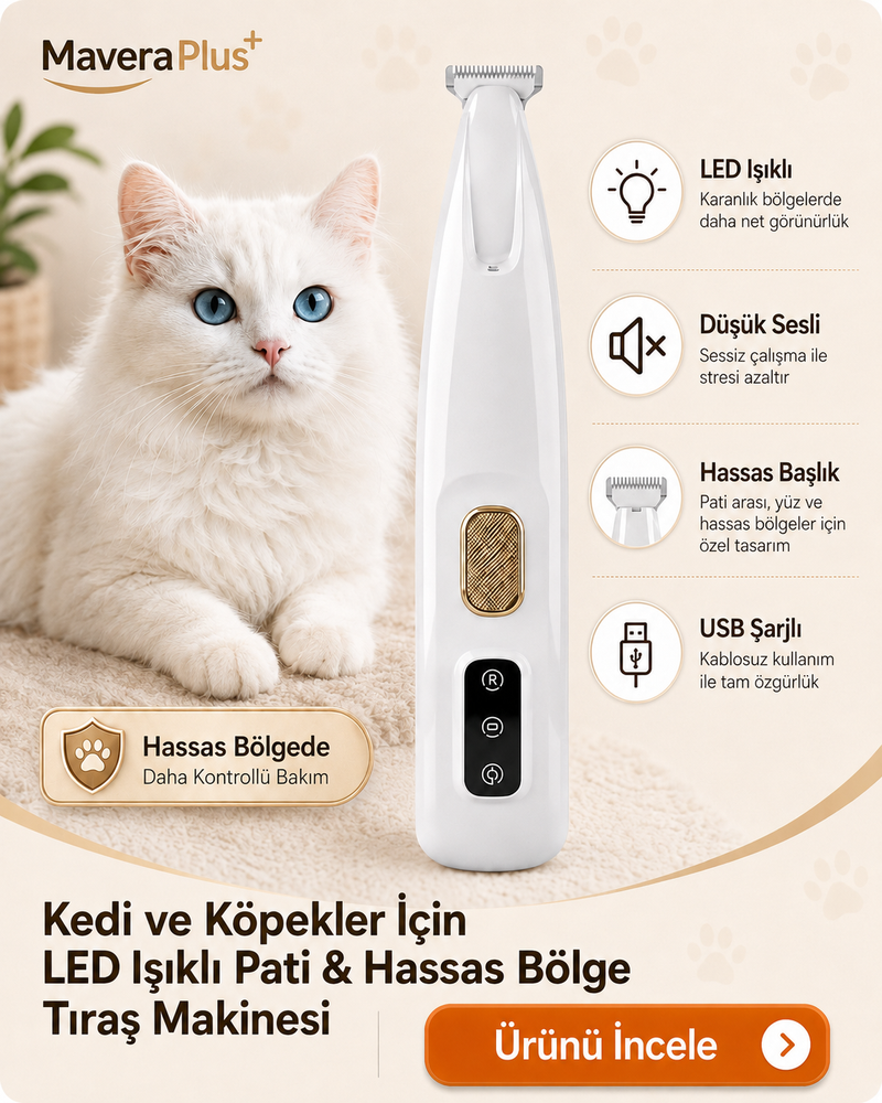 LED ışıklı şarjlı pati tıraş makinesi