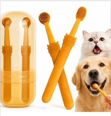 Silikon başlıklı kedi ve köpek diş fırçası