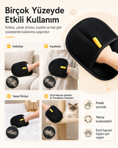 Kedi ve Köpekler İçin Yıkanabilir Tüy Toplama Eldiveni